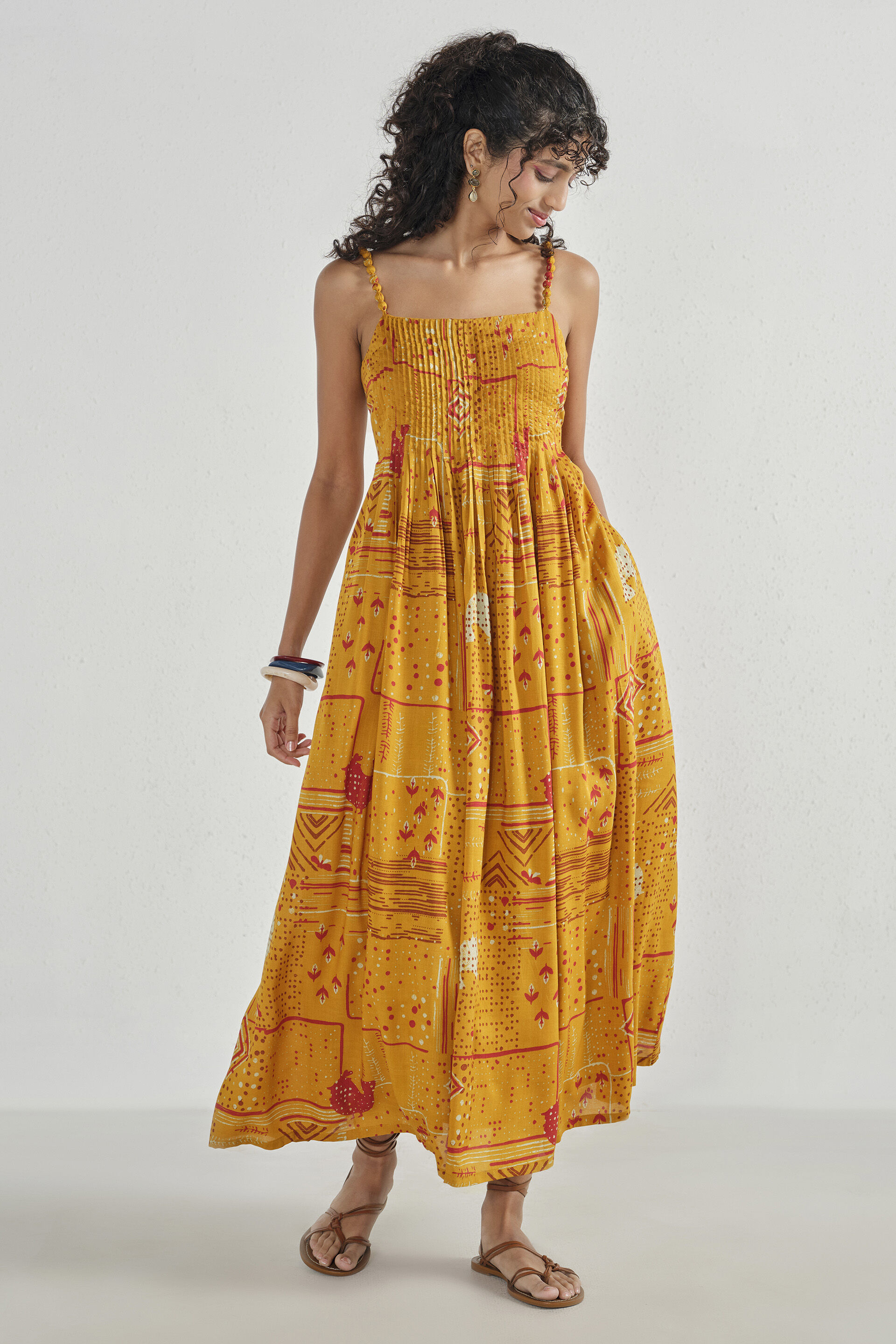 Mustard Meadow Modal Dress, Mustard, image 3